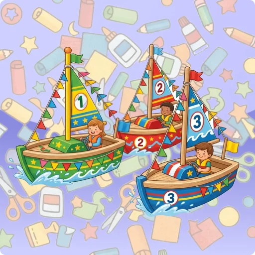 Knutselen: bootjes versieren en bootjesrace